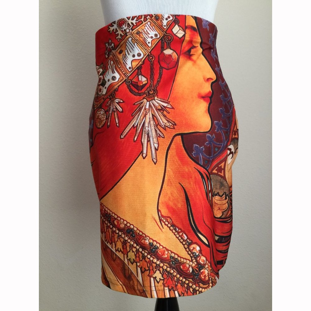 QUEEN OF ART straight mini skirt print (MEDIUM)